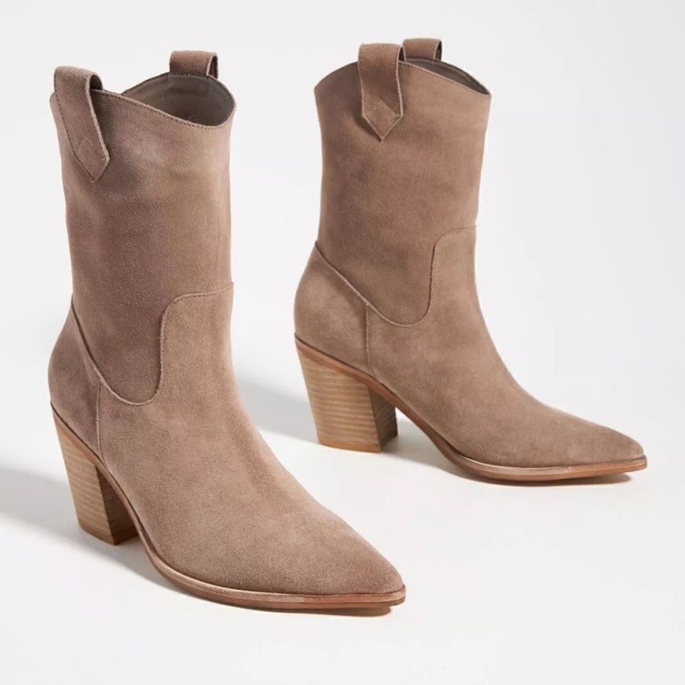 NEW Anthropologie Silent D Slouchy Western Boots In Taupe Sz 40 - Picture 2 of 4